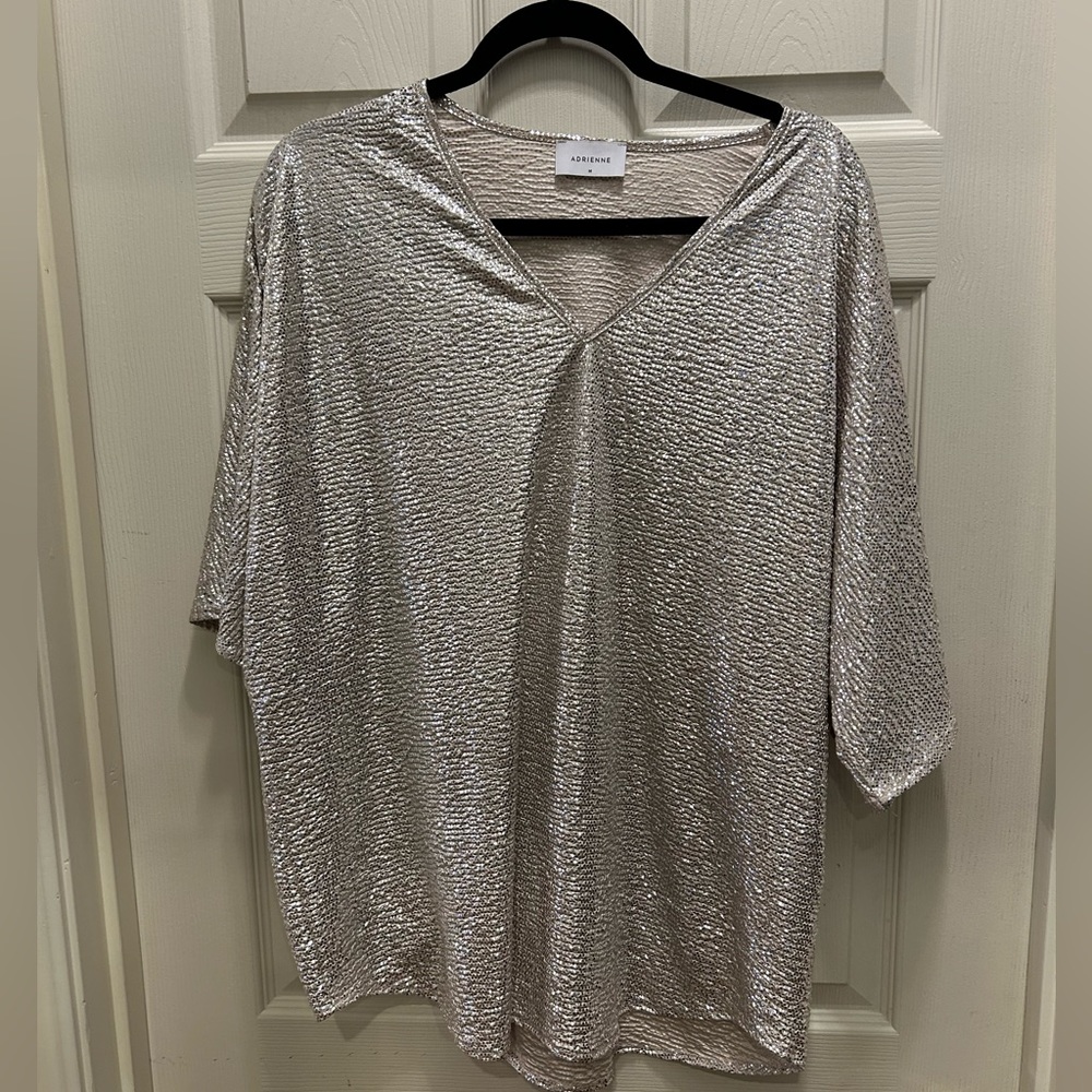 Adrienne Silver Shimmer Top Size Medium
